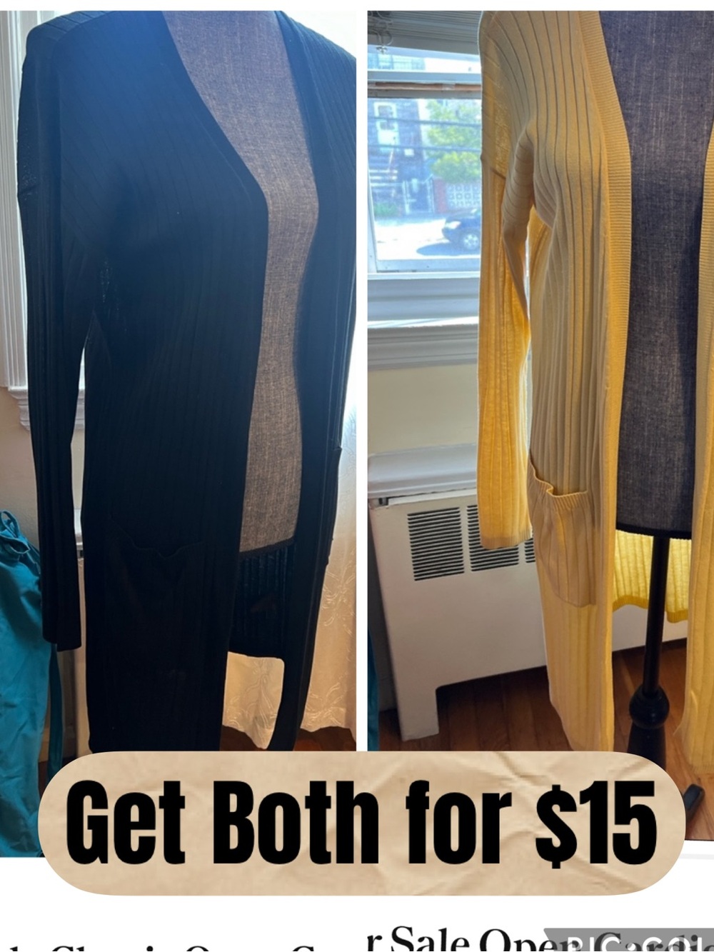 2 for sale Classic Open Cardigan EUC The Yellow and Black BUY BOTH FOR $15